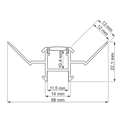 LED Trockenbau Profil "UNTERPUTZ-R90" für Streifen Rigips Unterbau Leiste 1m | 2m