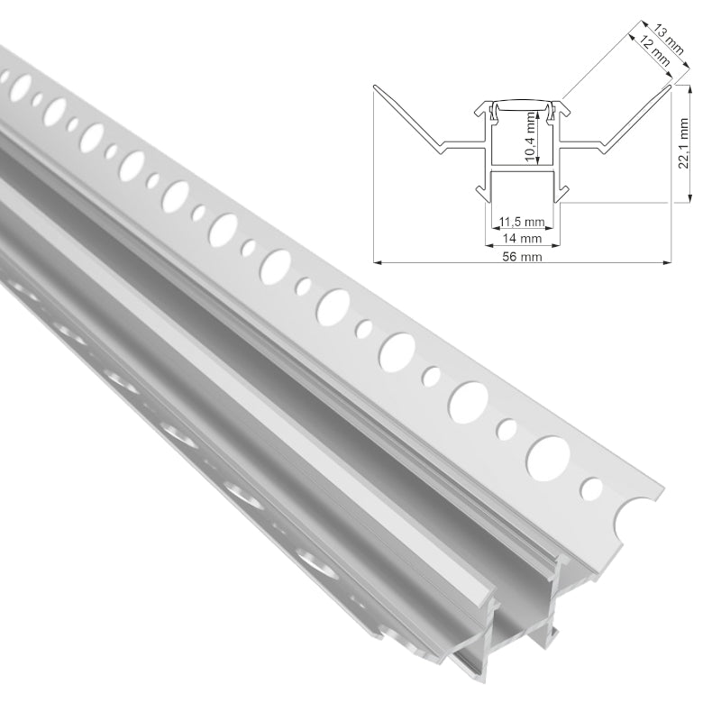 LED Trockenbau Profil "UNTERPUTZ-R90" für Streifen Rigips Unterbau Leiste 1m | 2m