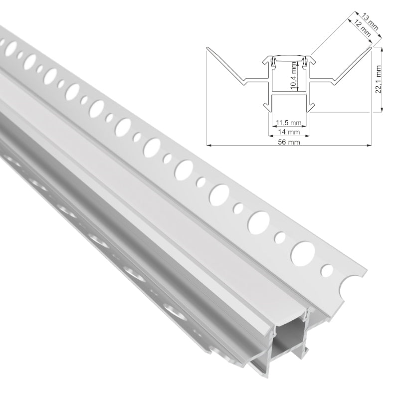 LED Trockenbau Profil "UNTERPUTZ-R90" für Streifen Rigips Unterbau Leiste 1m | 2m