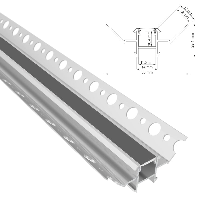 LED Trockenbau Profil "UNTERPUTZ-R90" für Streifen Rigips Unterbau Leiste 1m | 2m