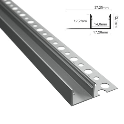 ALU Profil Leiste Einputz Trockenbau Rigips FLIESE-14L für Led Streifen 1m | 2m