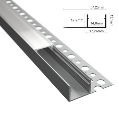 ALU Profil Leiste Einputz Trockenbau Rigips FLIESE-14L für Led Streifen 1m | 2m