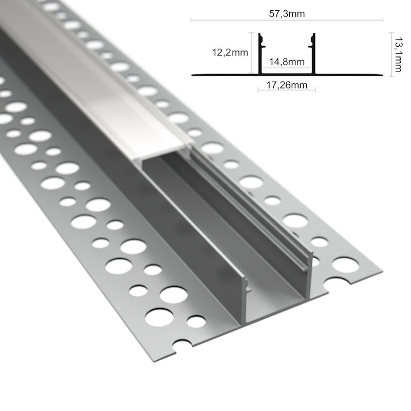 ALU Profil Leiste Einputz Trockenbau Rigips FLIESE-14T für Led Streifen 1m | 2m
