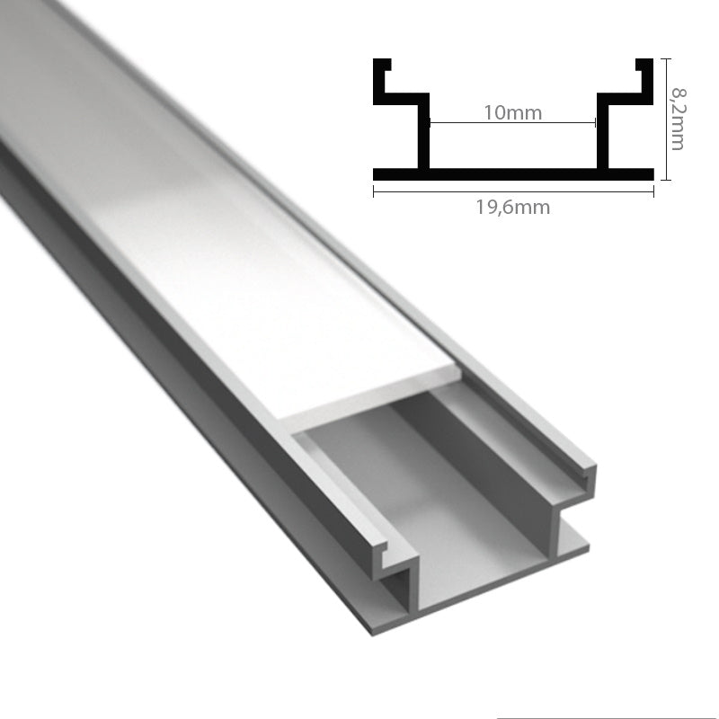 ALU Profil | Leiste | Schiene FLOOR für LED Streifen + Abdeckung Einbau silber