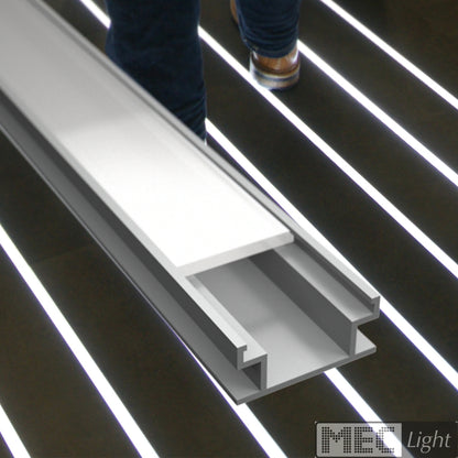 ALU Profil | Leiste | Schiene FLOOR für LED Streifen + Abdeckung Einbau silber