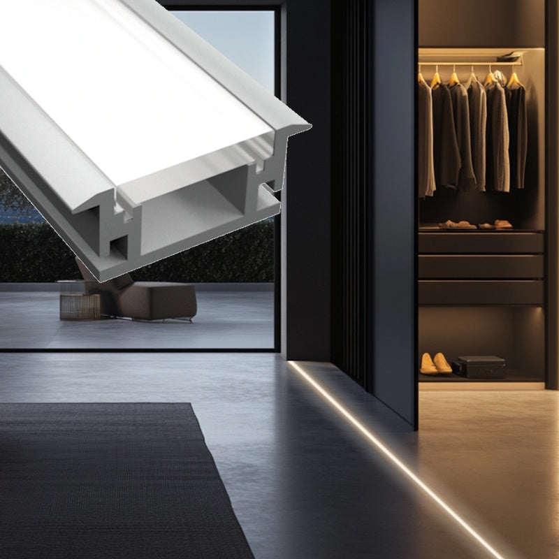 Einbau Boden Profil FLOOR-12 trittfeste Leiste für Led Streifen + Abdeckung