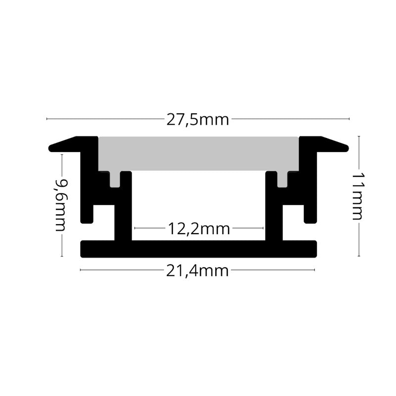 Einbau Boden Profil FLOOR-12 trittfeste Leiste für Led Streifen + Abdeckung