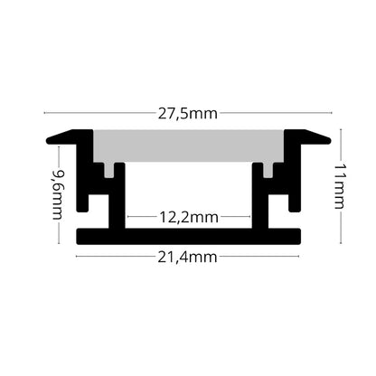 Einbau Boden Profil FLOOR-12 trittfeste Leiste für Led Streifen + Abdeckung