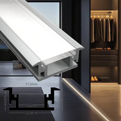 Einbau Boden Profil FLOOR-12 trittfeste Leiste für Led Streifen + Abdeckung