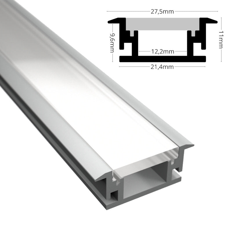 Einbau Boden Profil FLOOR-12 trittfeste Leiste für Led Streifen + Abdeckung