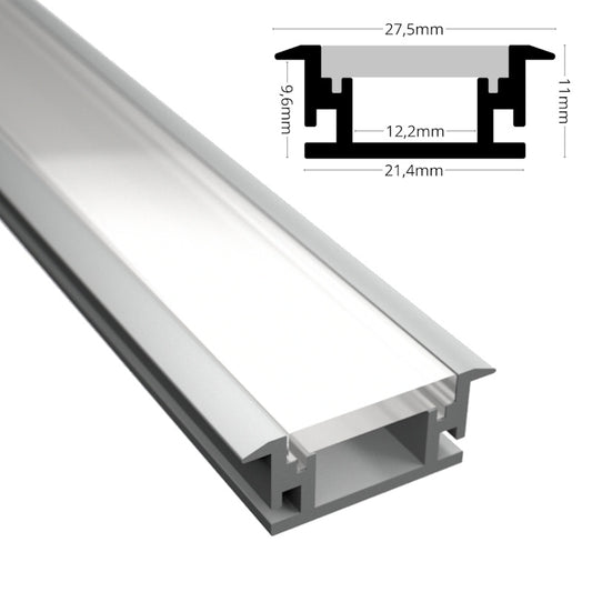 Einbau Boden Profil FLOOR-12 trittfeste Leiste für Led Streifen + Abdeckung