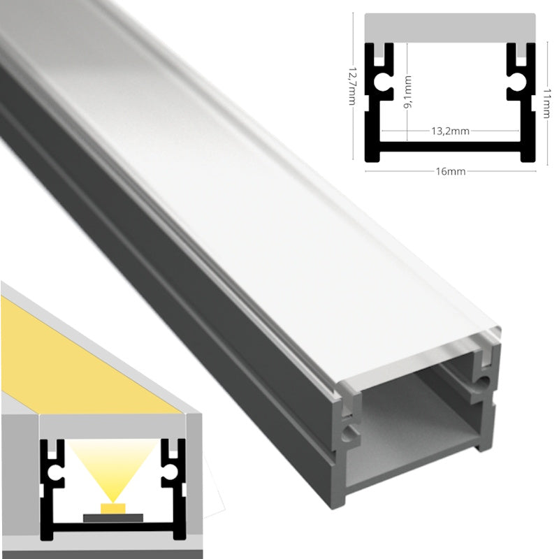 Einbau Boden Profil FLOOR-13 trittfeste Leiste für Led Streifen + Abdeckung
