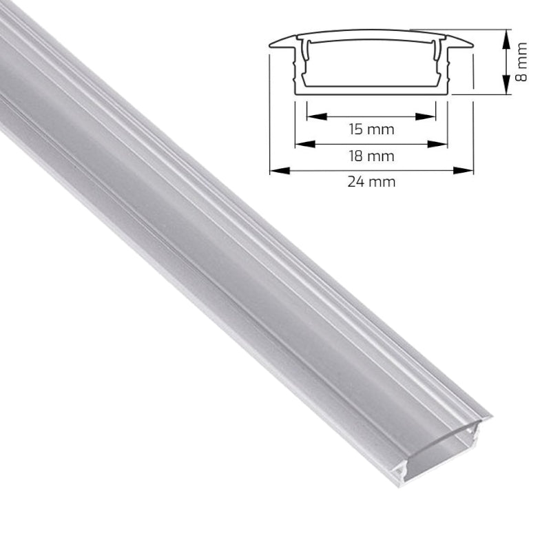 ALU Profil Leiste Einbau Schiene FUGE-15 in silber für LED Streifen +Abdeckung