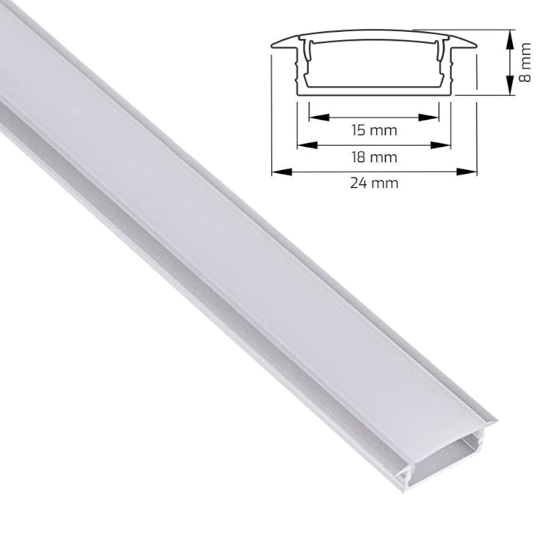 ALU Profil Leiste Einbau Schiene FUGE-15 in silber für LED Streifen +Abdeckung