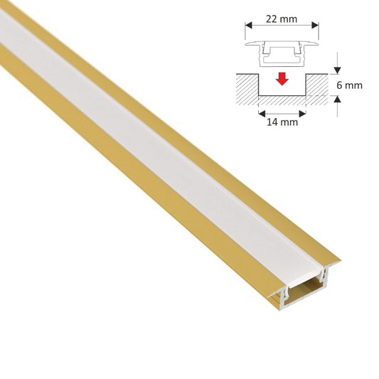 ALU Profil | Leiste | Einbau Schiene FUGE in gold für LED Streifen + Abdeckung
