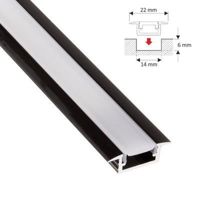 ALU Profil | Leiste | Einbau Schiene FUGE schwarz für LED Streifen + Abdeckung