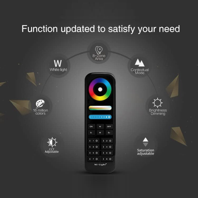 3in1 Fernbedienung RGB+CCT LED 8 Zonen Farbsteuerung LEDs, Miboxer, schwarz