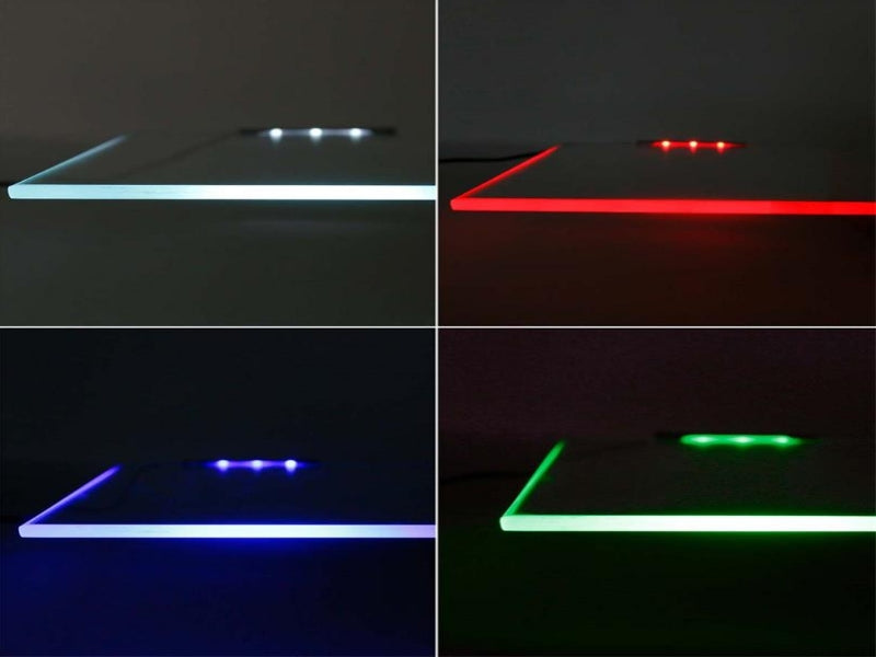 RGB LED Glaskantenbeleuchtung PVC-Clip 0,75W + 2m Kabel mit Anschlussstecker 12V