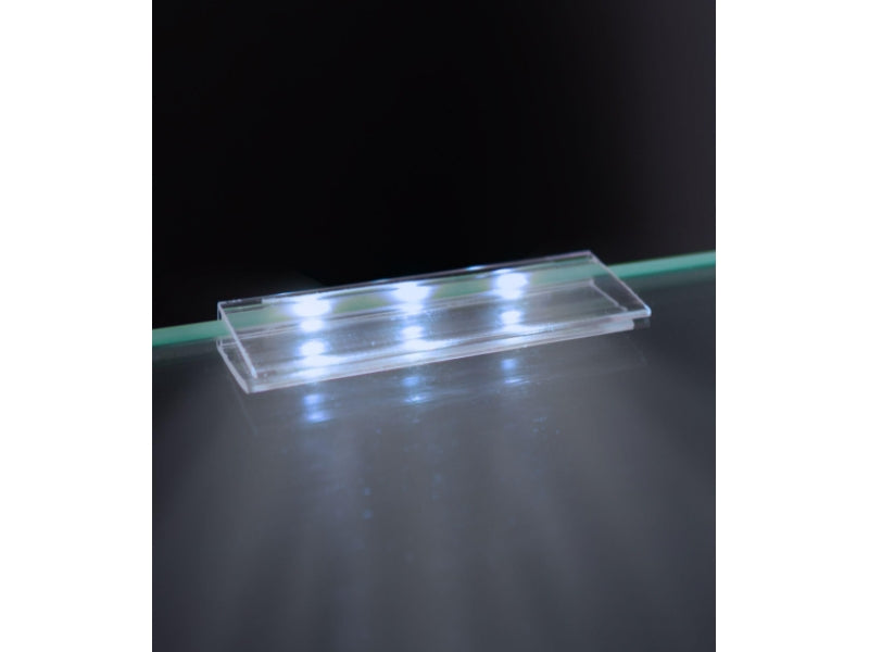 LED Glaskantenbeleuchtung PVC-Clip 0,4W weiß + 2m Anschluss MINI-AMP Stecker 12V