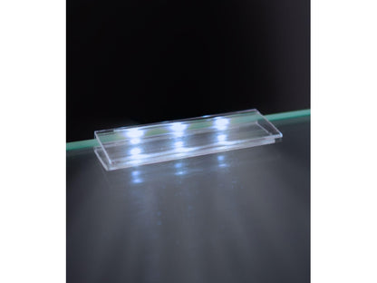 LED Glaskantenbeleuchtung PVC-Clip 0,4W weiß + 2m Anschluss MINI-AMP Stecker 12V