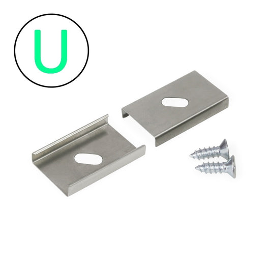 2x Halter/Wand/Deckenhalterung für Profil "-10"/FLAT/ BACK/FLOOR-12 (2xHalter U)