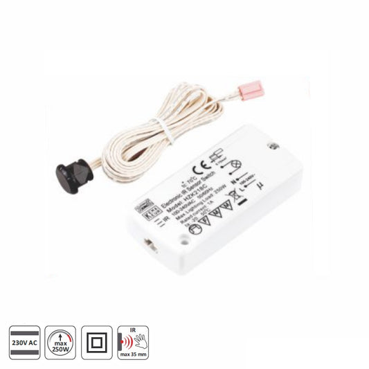 Mini Einbau IR Bewegungsmelder / Sensor Schalter 230V max. 500W mit Zuleitung