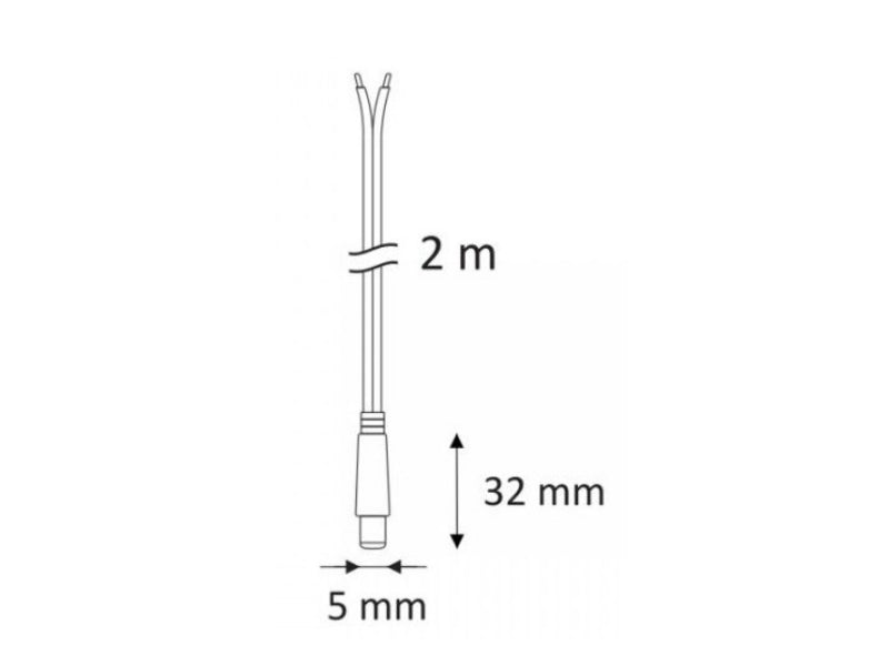2m Verlängerungs/Anschluss-Kabel mit 2,1x5,5mm Jack Stecker (män.) schwarz