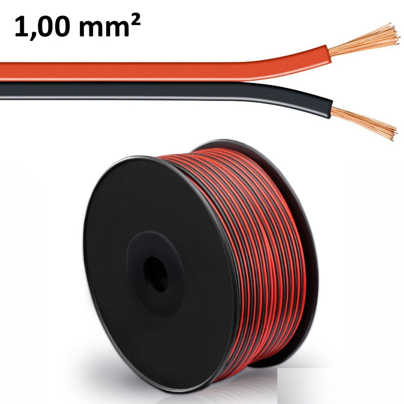 LED Zwillingslitze Kabel 2x 1,00mm² rot/schwarz 1mm² Litze Länge wählbar 1-100m