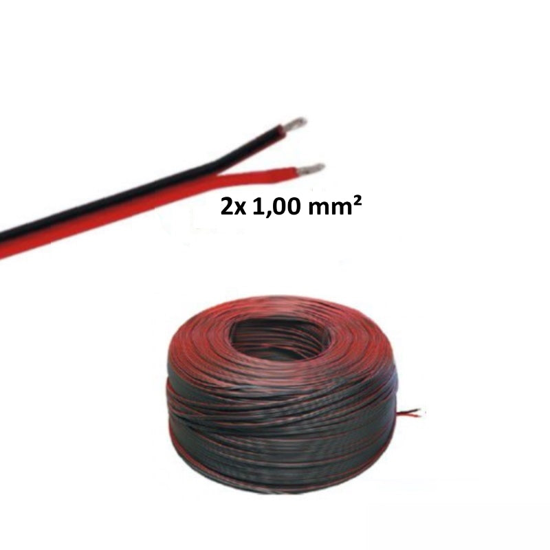 LED Zwillingslitze Kabel 2x 1,00mm² rot/schwarz 1mm² Litze Länge wählbar 1-100m
