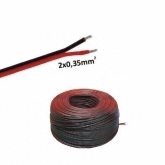 5-100m LED Kabel Zwillingslitze 2x 0,35mm² schwarz/rot 2 adrig Kupfer