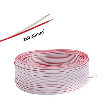 5-100m LED Kabel Zwillingslitze 2x 0,35mm² weiß/rot 2 adrig Kupfer