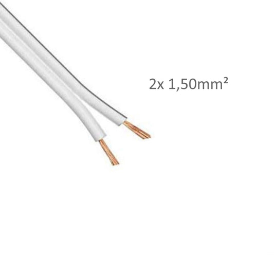 1-50m LED Kabel Zwillingslitze 2x 1,50mm² weiß 2 adrig Litze Kupfer