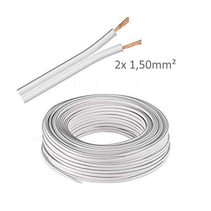 1-50m LED Kabel Zwillingslitze 2x 1,50mm² weiß 2 adrig Litze Kupfer