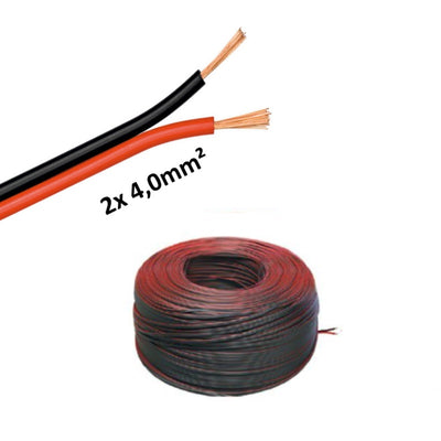 1-100m LED Kabel Zwillingslitze 2x 4,00mm² rot/schwarz 2 adrig Länge wählbar