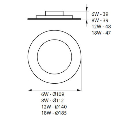 LED Einbauspot / Panel / Downlight 230V 8W 550Lm DA=96mm warm weiß (3000K)
