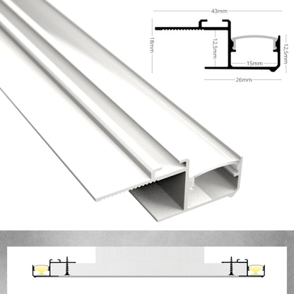ALU Trockenbau Profil Leiste LICHTFUGE-15 weiß Rigips für Led Streifen 1m 2m
