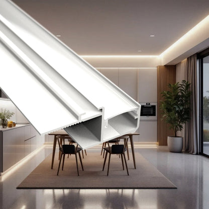 ALU Trockenbau Profil Leiste LICHTFUGE-15 weiß Rigips für Led Streifen 1m 2m