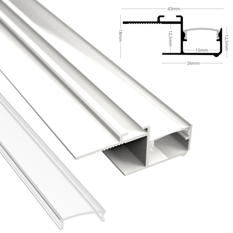 ALU Trockenbau Profil Leiste LICHTFUGE-15 weiß Rigips für Led Streifen 1m 2m