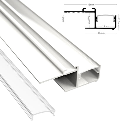 ALU Trockenbau Profil Leiste LICHTFUGE-15 weiß Rigips für Led Streifen 1m 2m