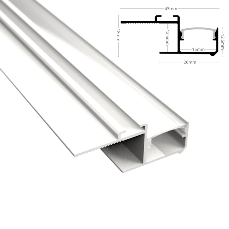 ALU Trockenbau Profil Leiste LICHTFUGE-15 weiß Rigips für Led Streifen 1m 2m