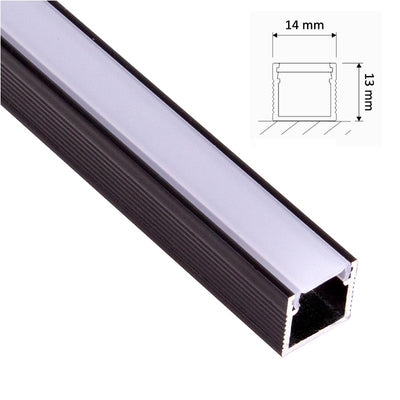 ALU Profil | Schiene | Leiste LINE in schwarz für LED Streifen + Abdeckung