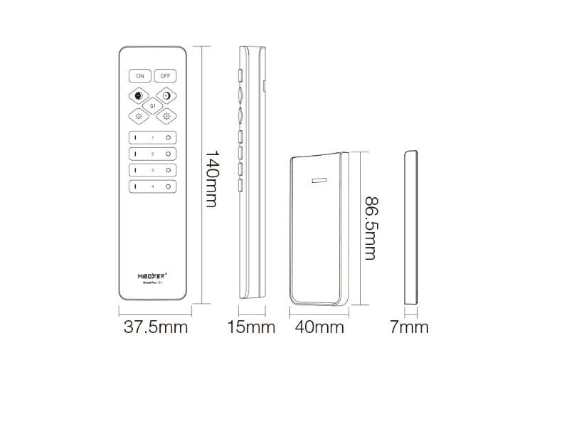 2in1 CCT Fernbedienung Dual und Single Color 4 Zonen 2.4GHz weiß Miboxer