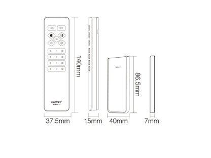 2in1 CCT Fernbedienung Dual und Single Color 4 Zonen 2.4GHz weiß Miboxer