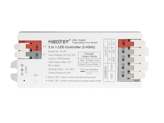 2in1 LED-Controller 2,4G für Single & Dual Color 12–24V DC 12A Miboxer
