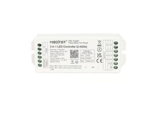 3in1 LED-Controller 2,4G für RGB/RGBW/RGB+CCT 12–48V DC 20A Miboxer
