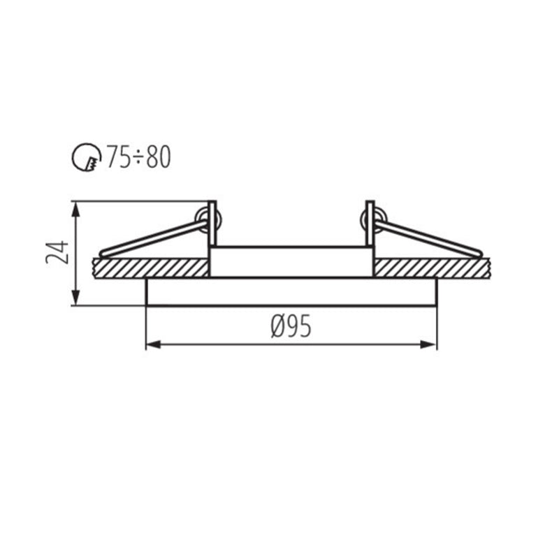 MR16/GU10 Einbaurahmen “MORTA“ rund & schwenkbar 75mm DA schwarzes Glas