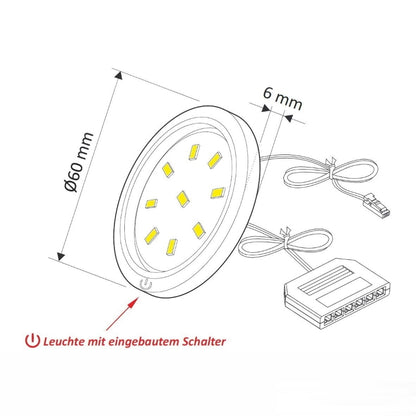 LED AUFBAU Möbel /Unterbauleuchte ORBIT XL Touch kalt weiß (6000k) 12V/3W