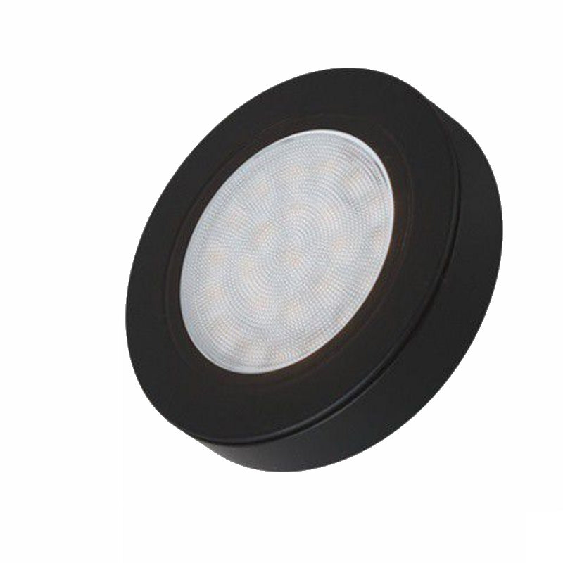 LED AUFBAU OVAL Möbel /Unterbauleuchte in schwarz kalt weiß (6000k) 12V/2W D=65