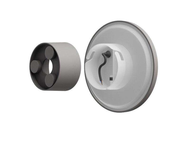 LED CCT Wandlampe | Wandleuchte "PIATTA" rund in grau 12W 230V 180x47MM IP44