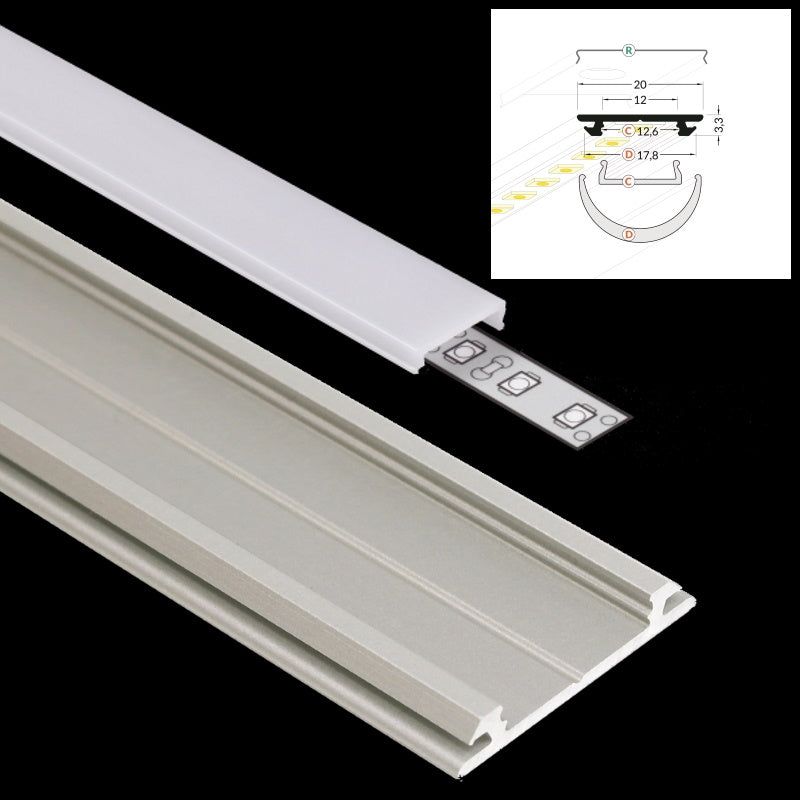 Flexibles ALU Profil | Leiste ELA für LED Streifen + Abdeckung biegbar Schiene